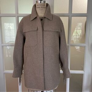 WHISTLES FRINGE DETAIL WOOL OVERSHIRT OATMEAL SZ-4 NWT!